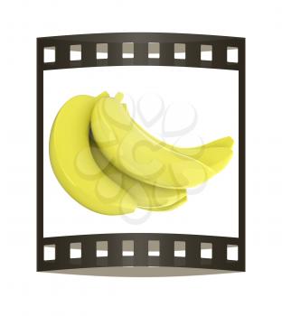 bananas. 3d illustration. The film strip.