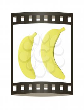 bananas. 3d illustration. The film strip.