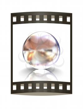 Chrome Ball. 3d render. The film strip.