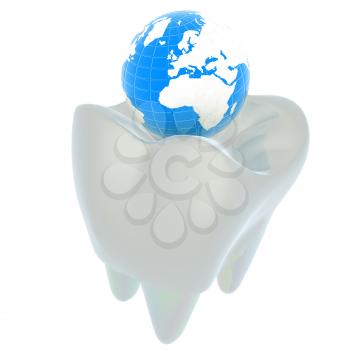 Tooth and Earth. 3d illustration