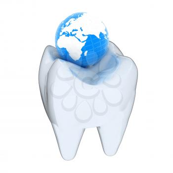 Tooth and Earth. 3d illustration