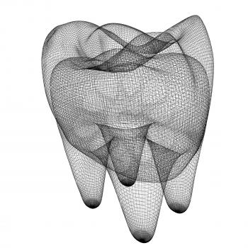 Mesh model of tooth. 3d illustration