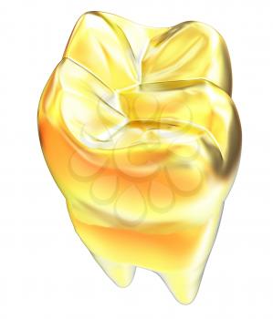 Gold tooth. 3d illustration
