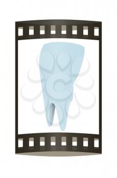 Tooth. 3d illustration. Film strip.