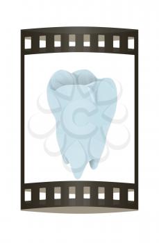 Tooth. 3d illustration. Film strip.