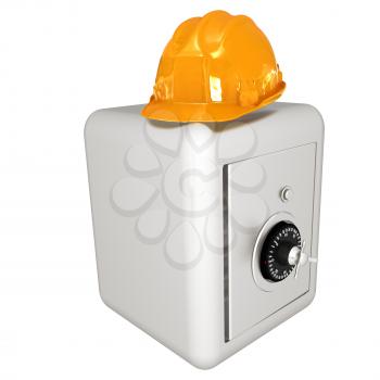 Safe and hard hat. Technology icon. 3d render