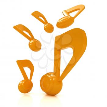 Yellow music notes. 3d render