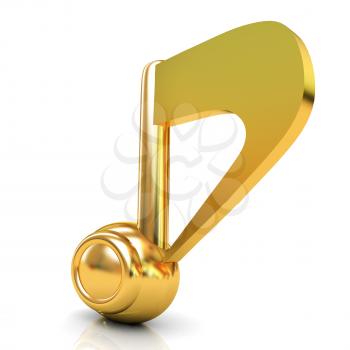 Gold music note. 3d render