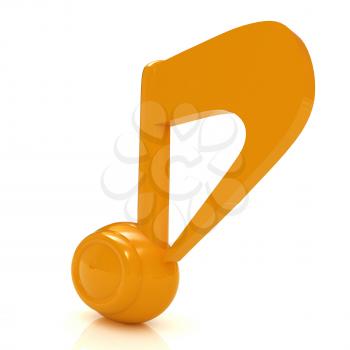 Yellow music note. 3d render