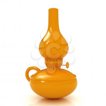 Retro yellow kerosene lamp icon. 3d render