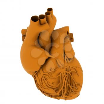 Yellow human heart. 3d illustration