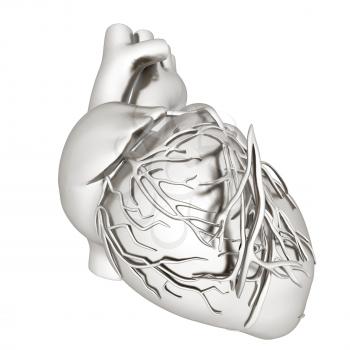 Metall heart. 3d render