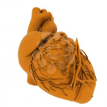Yellow human heart. 3d illustration