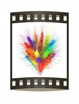 Colorful spikelets design. 3d render. Film strip.