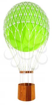 Hot Air Balloon and tulips in a basket. 3d render