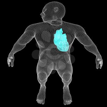 Human Internal Organic - Human Heart, medical concept. 3d render. On a black background.