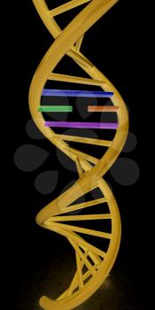 DNA structure model on white. 3d illustration. On a black background.