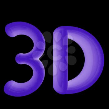 3D word. 3D illustration. On a black background.