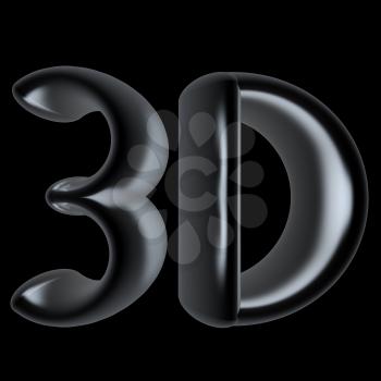 3D word. 3D illustration. On a black background.
