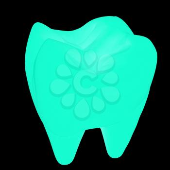 Colorful tooth. 3d illustration. On a black background.