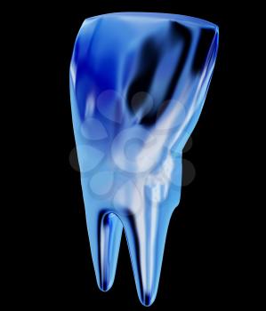 Gold tooth. 3d illustration. On a black background.