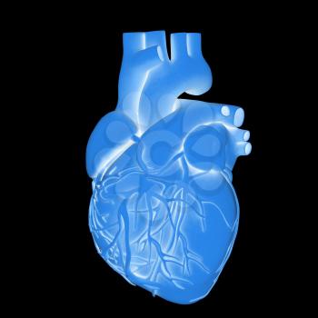 Yellow human heart. 3d illustration. On a black background.