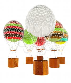 Hot Air Balloons and a basket. 3d render