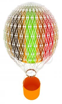 Hot Colored Air Balloon and a basket. 3d render