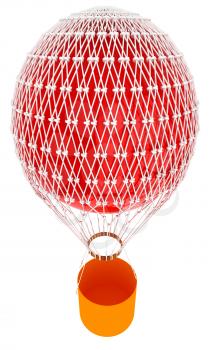 Hot Colored Air Balloon and a basket. 3d render