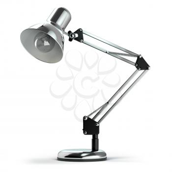 Vintage metal desk lamp isolated on white.  3d