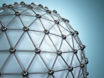 Lattice sphere. Concept of molecule. Abstract background. 3d