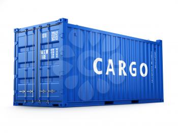 Cargo shipping container isolated on white. Delivery. 3d