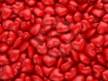 Red hearts texture background for Valentines Day. 3d