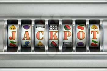Slot machine with jackpot. Casino concept. 3d