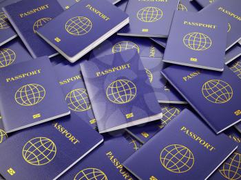 Passport.  Travel turism or customs concept background. 3d illustration