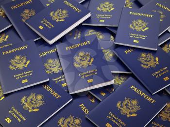 USA passport background. Immigration or travel concept. 3d