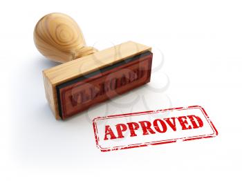 Stamp Approved isolated on white. Agreement or approval concept. 3d illustration