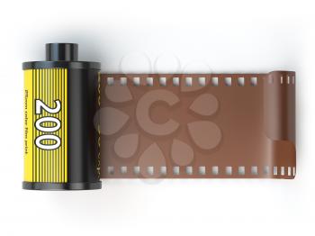 35mm camera photo film canisters isolateed on white. 3d illustration