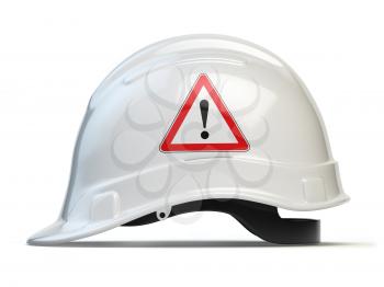 White hard hat, safety helmet isolated on white. 3d illustration