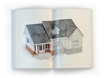 Draft of the house. Concept of  magazine of construction, architecture and design . 3d illustration