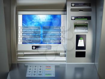 ATM machine. Automated teller bank cash machine. 3d illustration
