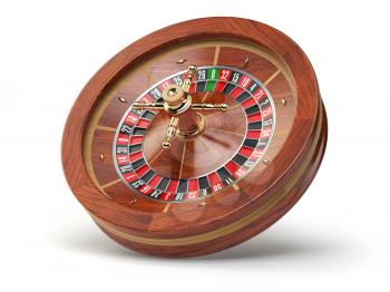 Casino roulette wheel isolated on white background. 3d illustration