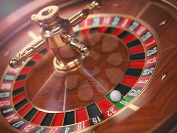 Casino roulette wheel background. Zero. 3d illustration