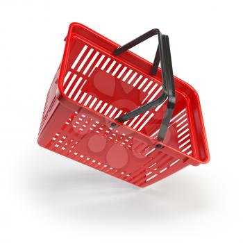 Empty shopping basket isolated on white background. 3d illustration