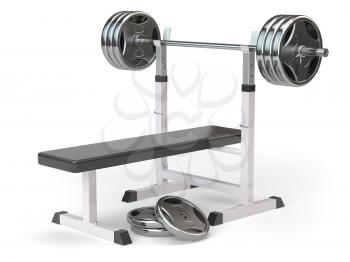 Barbell bench isolated on white. 3d illustration
