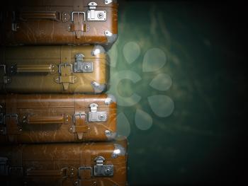 Vintage suitcases on the grunge background. Turism travel concept. 3d illustration