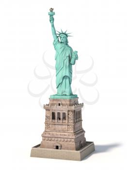 Statue of Liberty in New York City, USA  isolated on white. 3d illustration