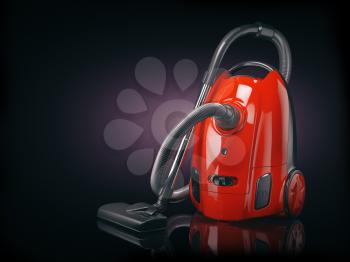 Vacuum cleaner isolated on black background. 3d illustration