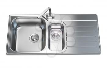 Kitchen sink isolated on white background. 3d illustration