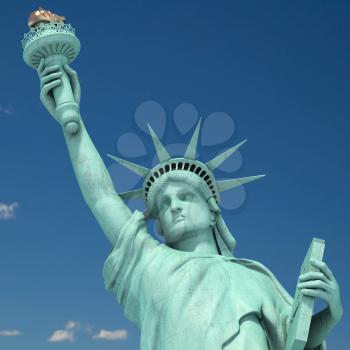 Statue of Liberty in New York City, USA  on the sky background. 3d illustration